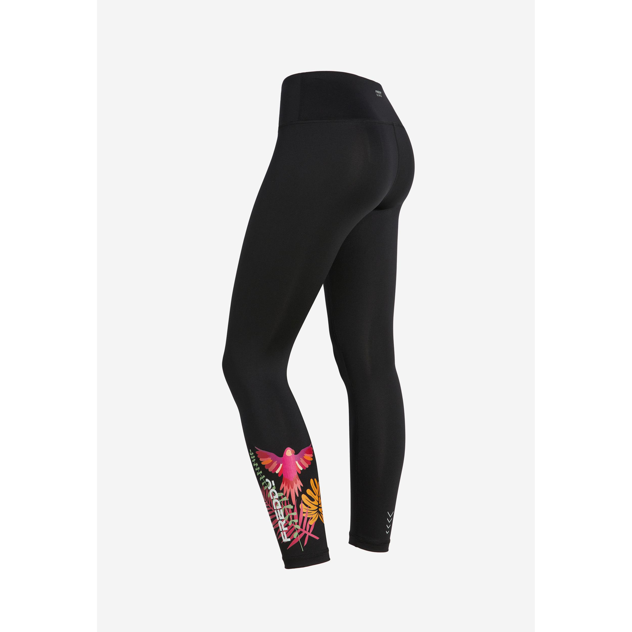 Leggings 7/8 vita alta con stampa tropicale sul fondo