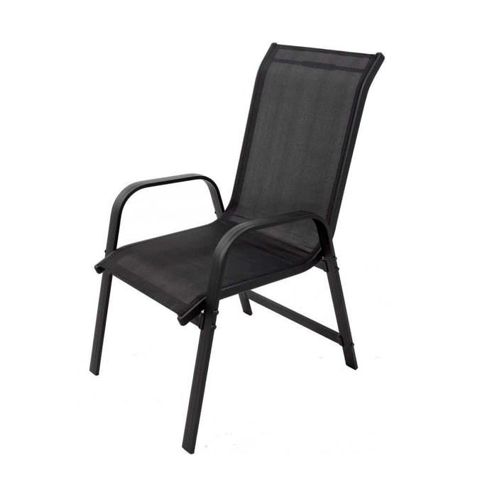 Lot de 2 fauteuils de jardin ''Porto'' alu/textilène - Noir