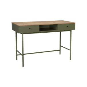 Bureau décor bois et fer 2 tiroirs 1 casier WILLIAM