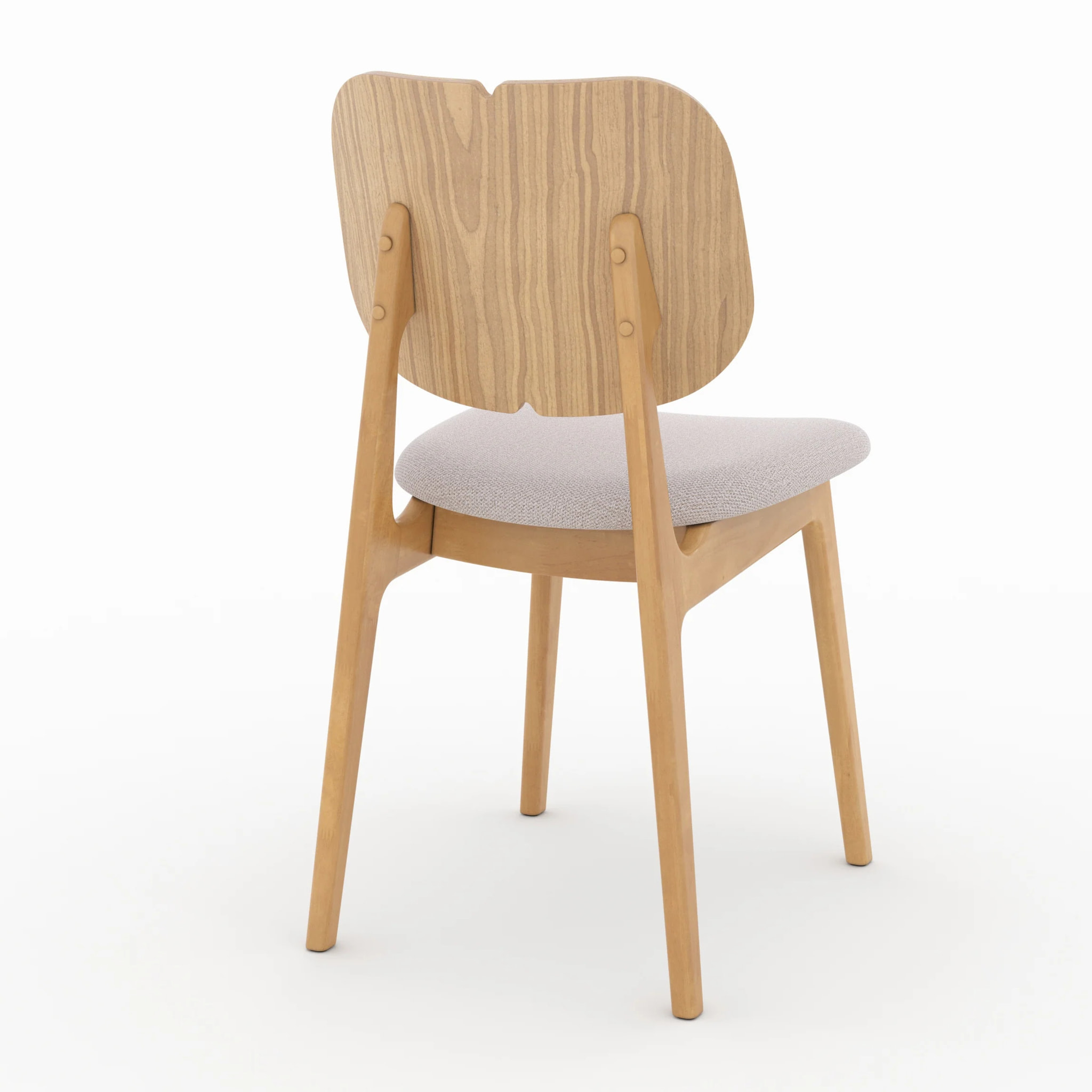 Lot de 2 chaises en bois clair et tissu beige - Clyde