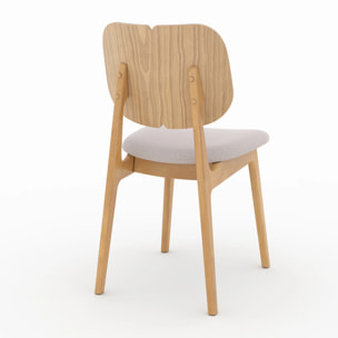 Lot de 2 chaises en bois clair et tissu beige - Clyde