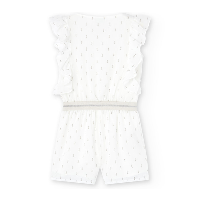 Mono de gasa niña, blanco liso, mangas cortas