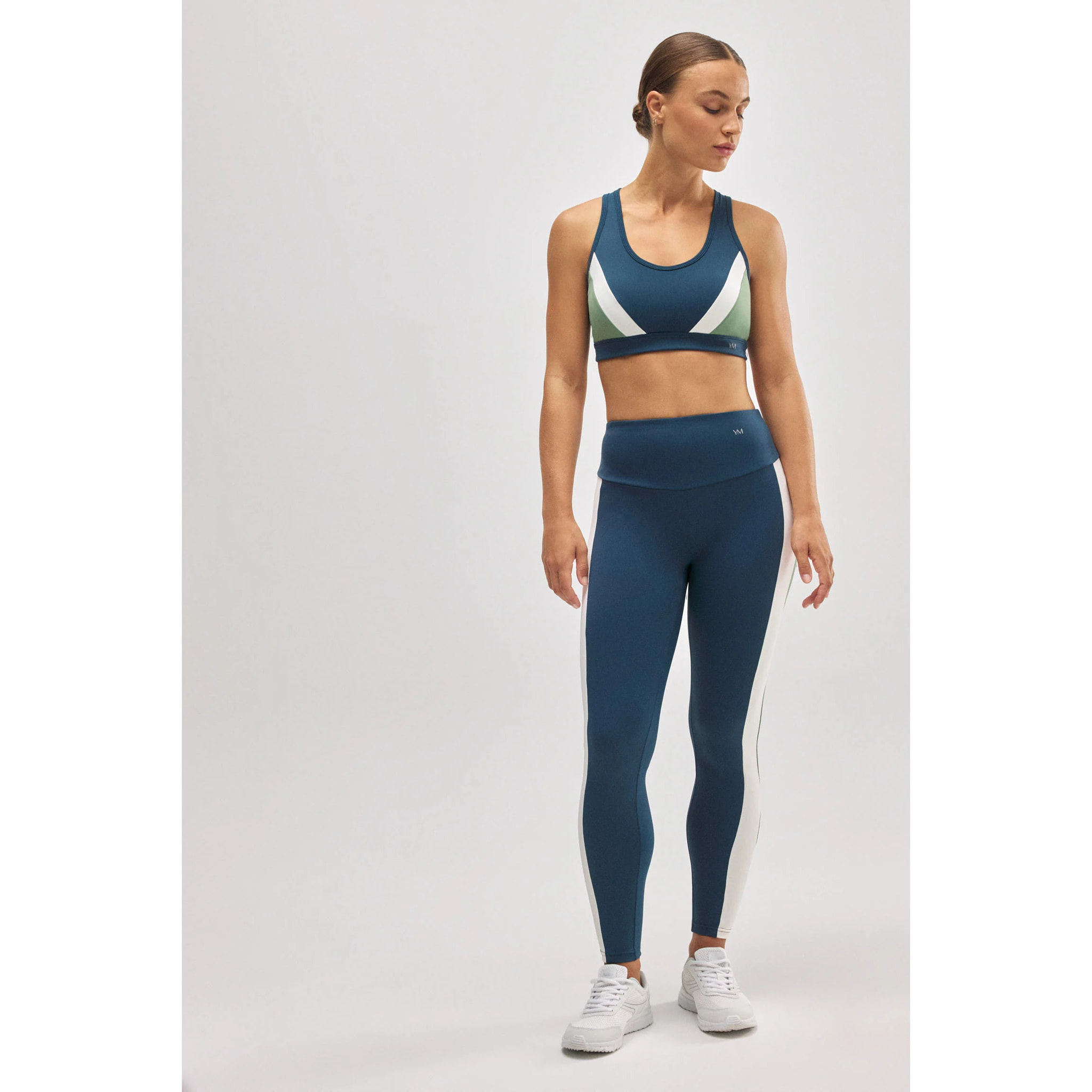 Leggings sportivi effetto push-up con blocchi di colore blu