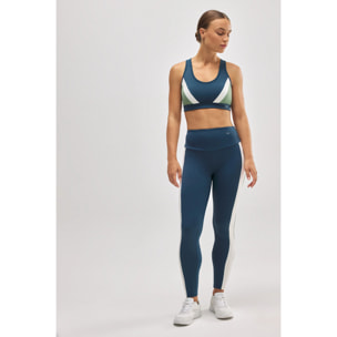 Leggings sportivi effetto push-up con blocchi di colore blu