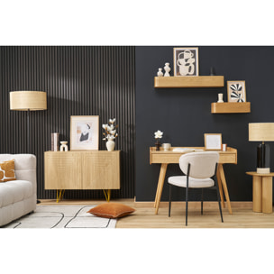 Chaises en tissu effet velours texturé bleu foncé et métal noir (lot de 2) BREKA