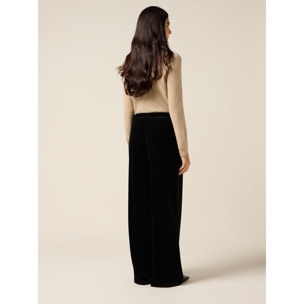 Oltre - Pantalones palazzo de chenilla - Negro