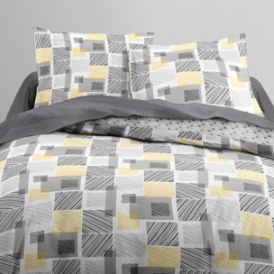 Parure housse de couette 3pcs 100% coton 57fils gris