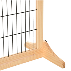 Barrière de sécurité chien barrière autoportante longueur réglable dim. 104-183L x 36l x 69H cm bois pin verni acier noir