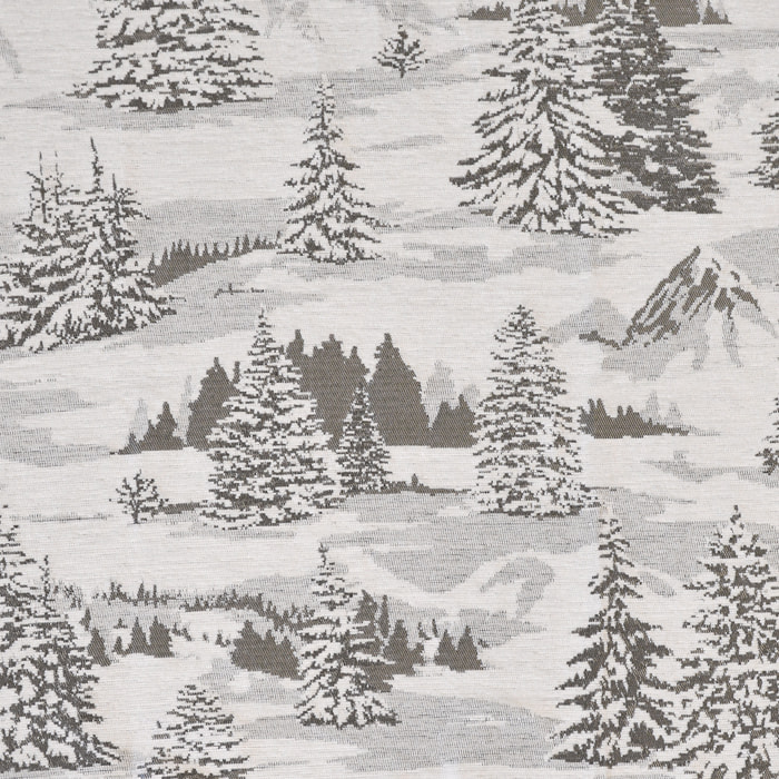 Tissu d'ameublement Jacquard Sapins Enneigés - Gris clair