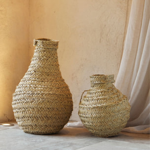 Grand panier déco amphore - Naturel