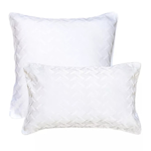 Taie d'oreiller satin de coton motif jacquard blanc Adagio blanc