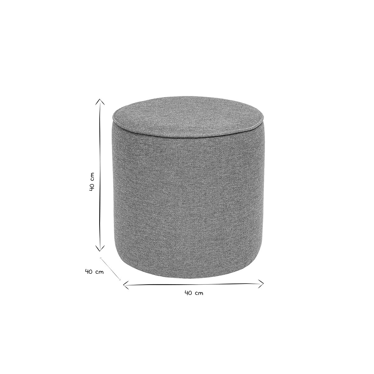 Pouf rond en tissu effet velours texturé terracotta D40 cm PAUL