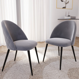 Set di 4 Sedie Imbottite Da Pranzo Ufficio In Velluto Sedia Con Gambe In Metallo Nero Con Schienale Seduta Comoda Per Soggiorno Salotto Grigio Chiaro