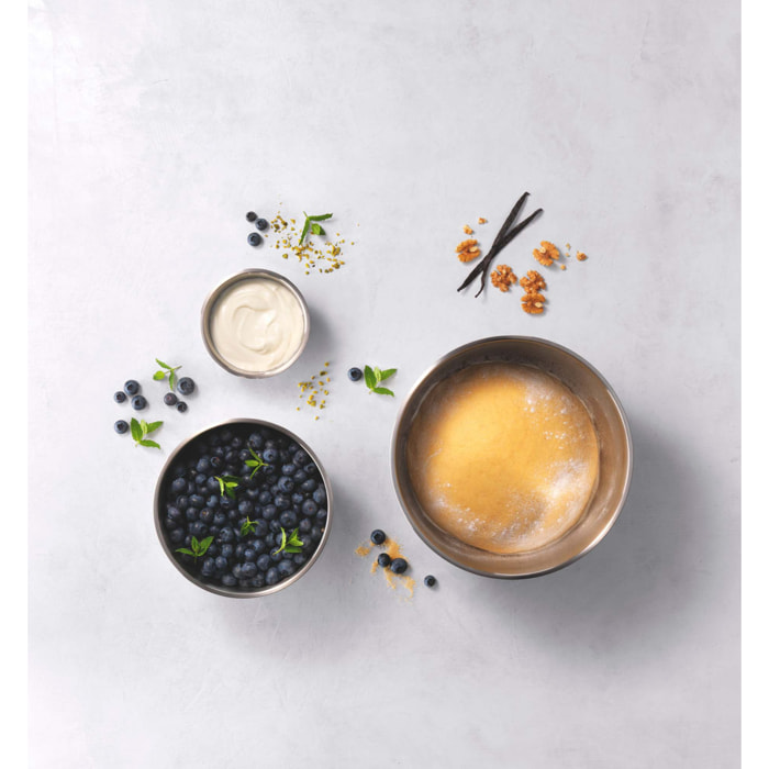 Set de bols S/M/L / 3-pcs, Acier inoxydable, Argent