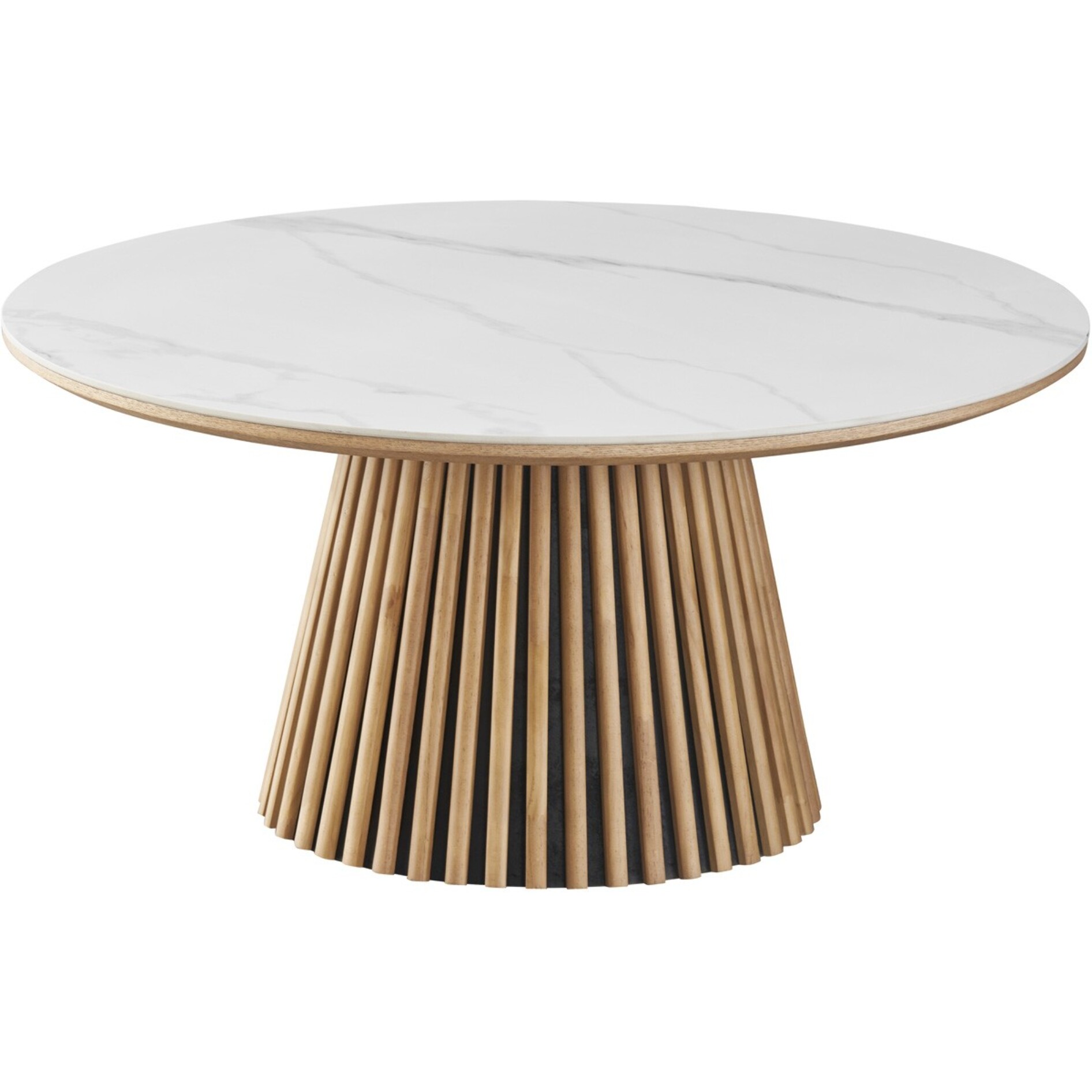 Table basse ronde plateau en céramique bicolore piètement cannelé - ADA
