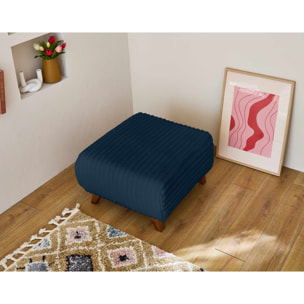 Cristal - pouf modulable - 65 cm - en fausse fourrure côtelée - Bleu