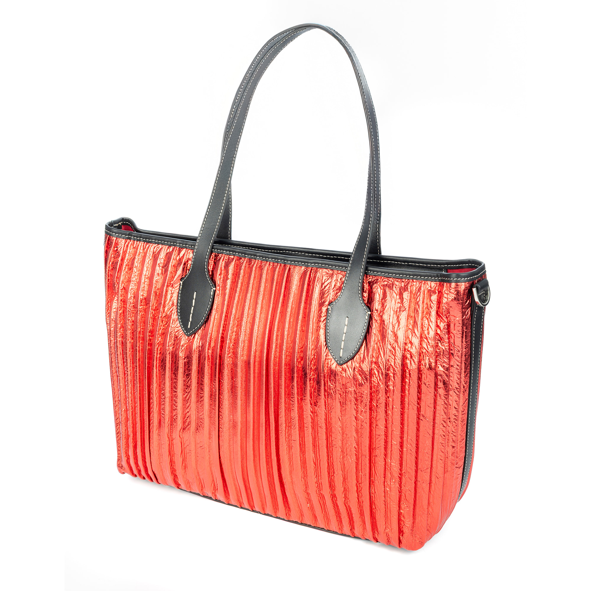 Baceno bolso de hombro mujer. Piel auténtica Napa plegada laminada.