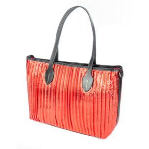 Baceno bolso de hombro mujer. Piel auténtica Napa plegada laminada.