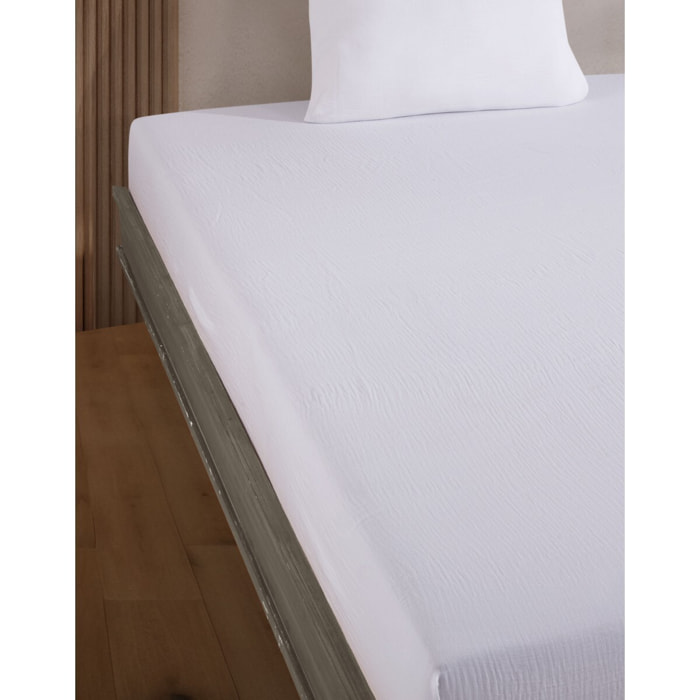 Drap housse gaze de coton blanc