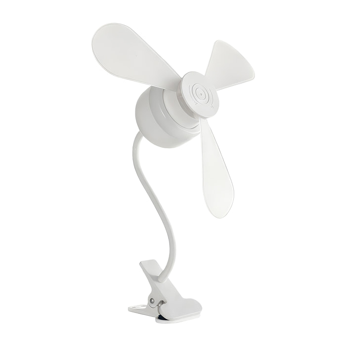Ventilador de sobremesa FS-3Y-R280-JZ de 28 cm. Con pinza y luz LED de 7W, 3 modos de uso y ventilador de 3,5W hasta 1100 rpm.