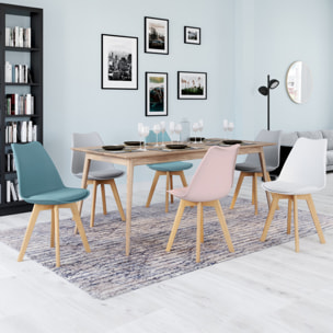 Chaises Nordia pieds bois de hêtre - Mix color - Blanc, rose, bleu pastel, gris clair