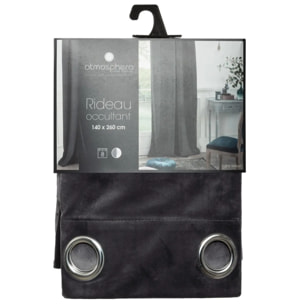 Rideau occultant "Dolce" velours gris ardoise 140x260cm