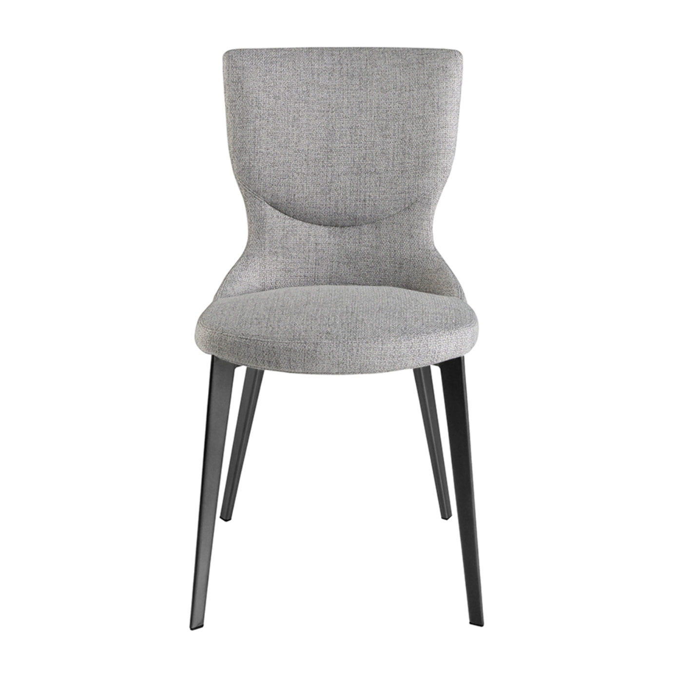 Silla Angel Cerdá con asiento y respaldo tapizados en tela en gris patas de acero inoxidable en gris antracita metal 45x57x84cm