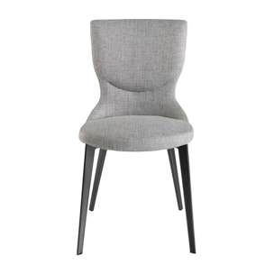 Silla Angel Cerdá con asiento y respaldo tapizados en tela en gris patas de acero inoxidable en gris antracita metal 45x57x84cm