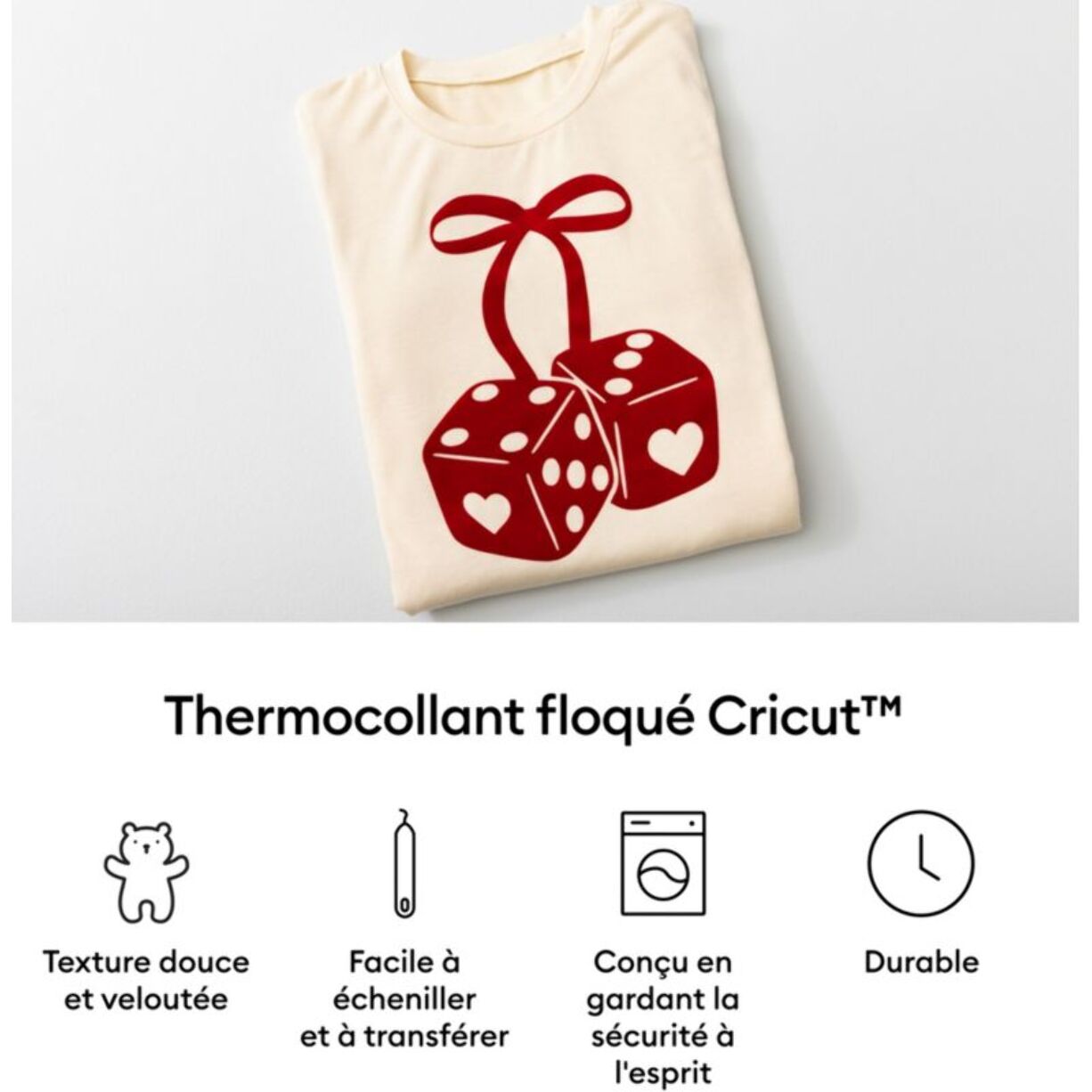 Accessoire CRICUT Flocked Iron On White