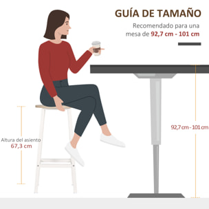 Conjunto de 4 Taburetes de Bar Taburetes Altos de Cocina con Patas de Acero y Reposapiés Carga 75 kg para Salón Comedor 32,5x32,5x65 cm Natural y Blanco