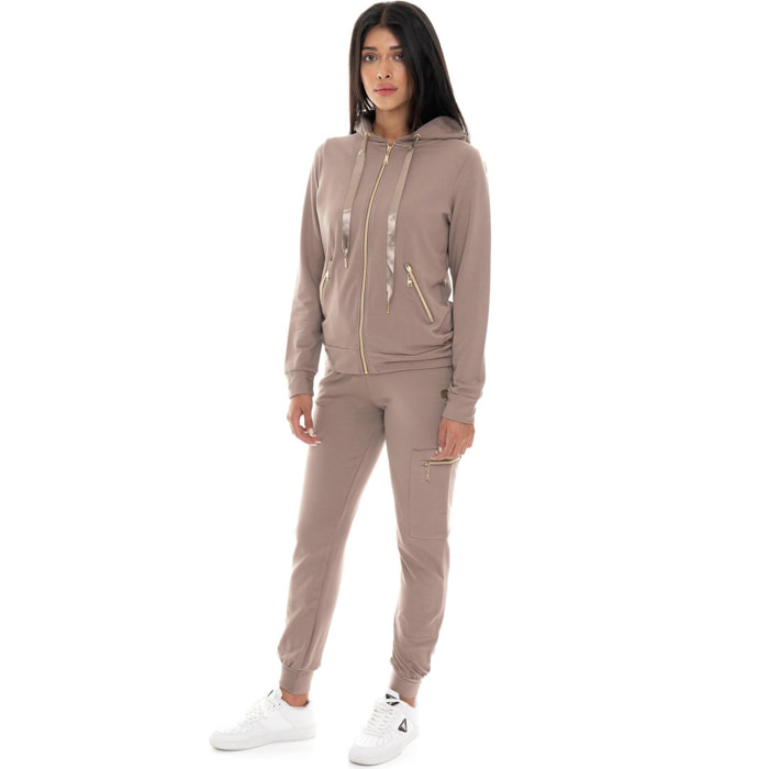 Chándal de invierno para mujer Leone 1947 Chic Tones con capucha y cremallera