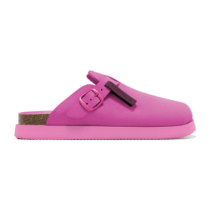 Sandalias Cerradas Vibe Clog Mujer Cierre Hebilla Color Fuchsia
