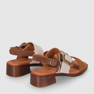 Sandalias de Serraje - Multi-Marron - Tacón: 4 cm