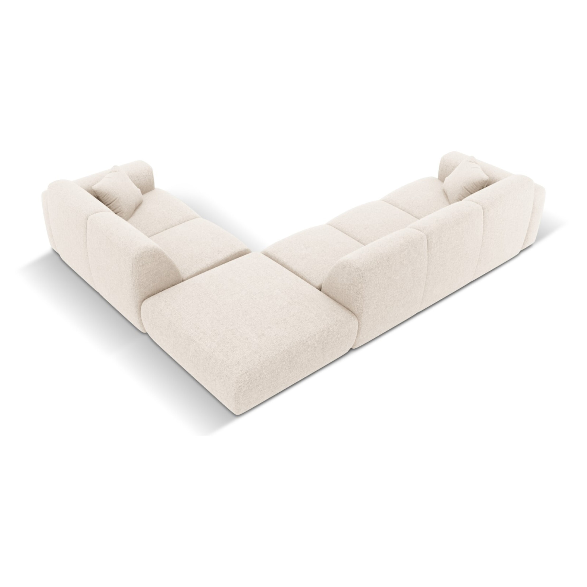 Canapé d'angle droit "Nolio" 4 places en chenille beige clair