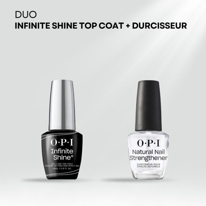 Duo Base Coat et Durcisseur - 15ml Infinite Shine - Top Coat effet gel, sans lampe, tenue jusqu'à 11 jours - 15ml
