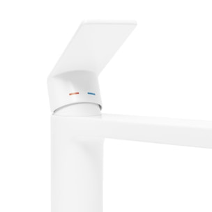 set mitigeur lavabo à levier sans vidage + mitigeur cuisine bec flexible, aérateur Neoperl®, blanc (SATBSD271B)