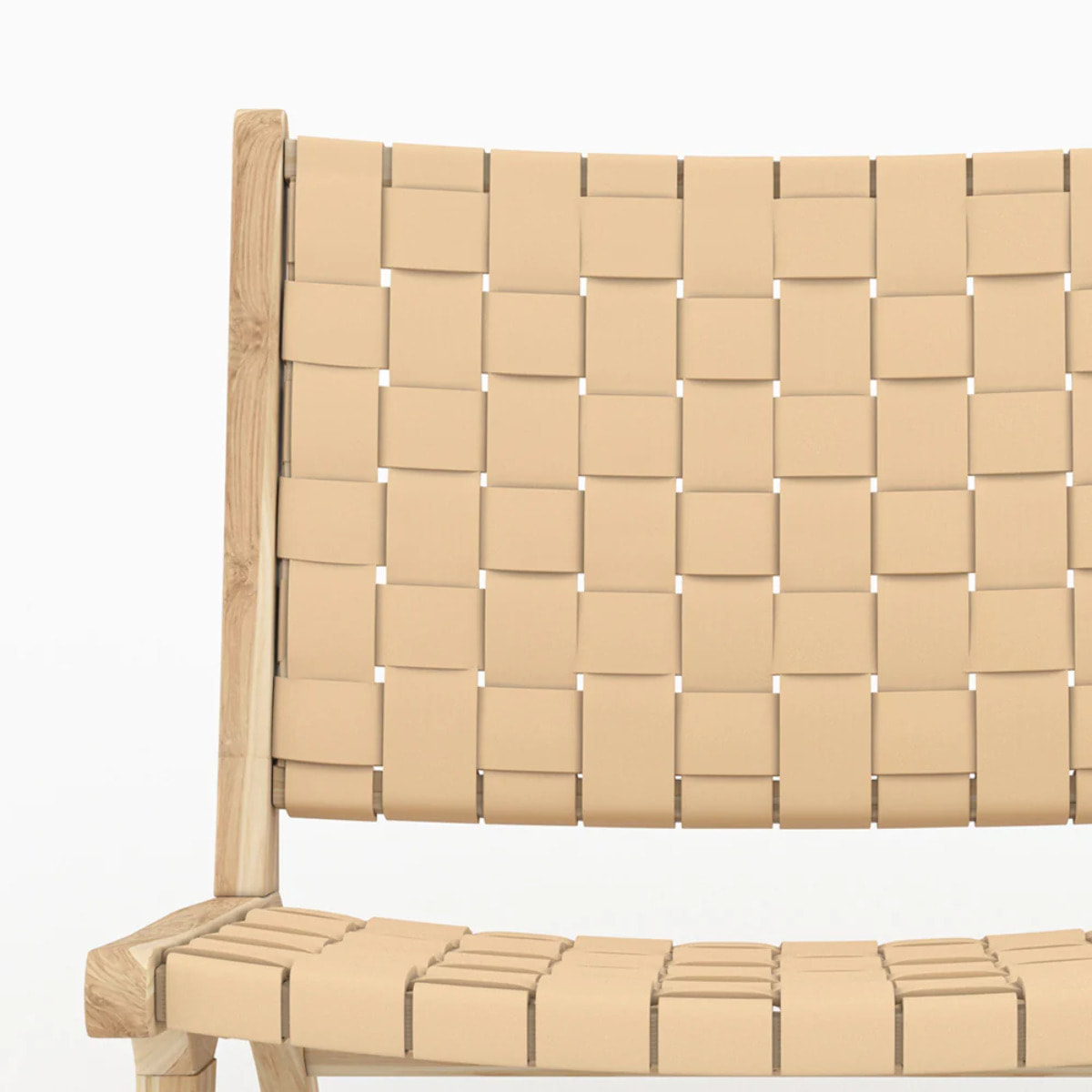 Fauteuil en teck et cuir tressé beige - Kuna