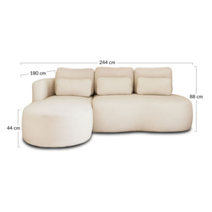 Mahina - canapé d'angle gauche - 4 places - convertible avec coffre - en tissu bouclette - Beige