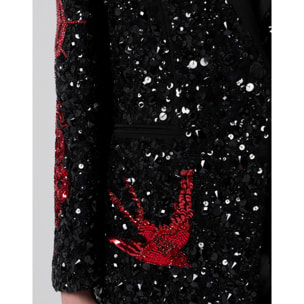 PHILIPP PLEIN Boyfriend's Fit Blazer Butterfly Tattoo Paillettes