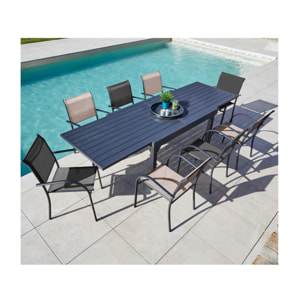 HONFLEUR XL BEZIERS - Ensemble table et chaises de jardin  - Gris Anthracite et Lin