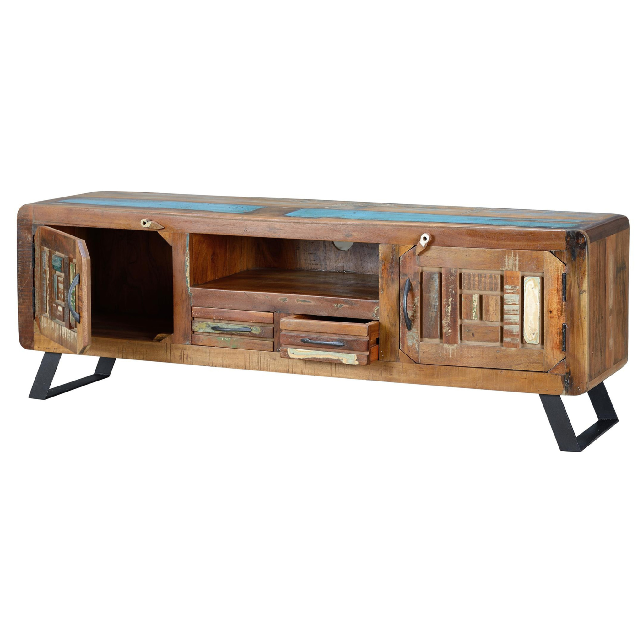 Mueble TV de Madera Reciclada 160 Cm Estilo Vintage Industrial