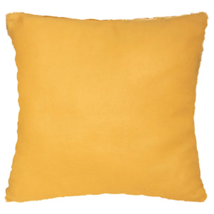 Coussin - effet fourrure - jaune ocre - 45x45 cm