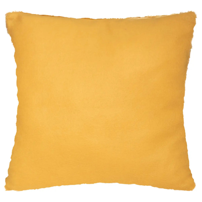 Coussin - effet fourrure - jaune ocre - 45x45 cm