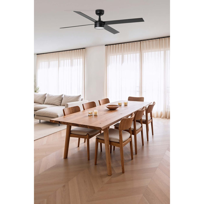 RUDDER L 4 Ventilateur de plafond noir/noyer