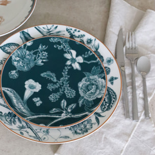 Lot de 6 assiettes plates en porcelaine blanche 27cm BOTANIC