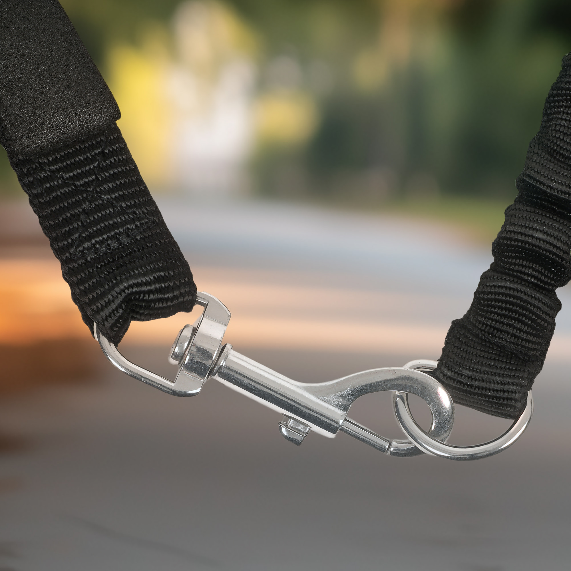 Laisse pour chien pour vélo 124 cm acier et polyester noir