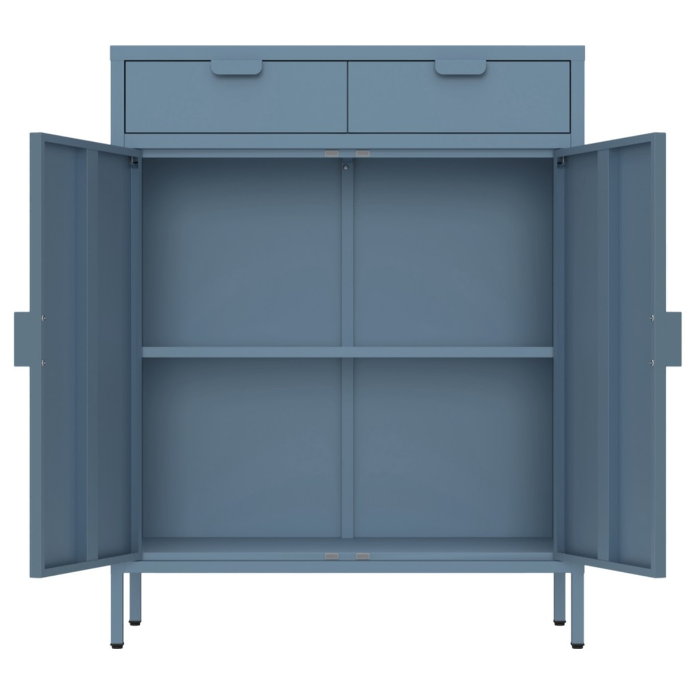 Credenza metallo 2 ante e 2 cassetti 80x38x110cm blu - Pop