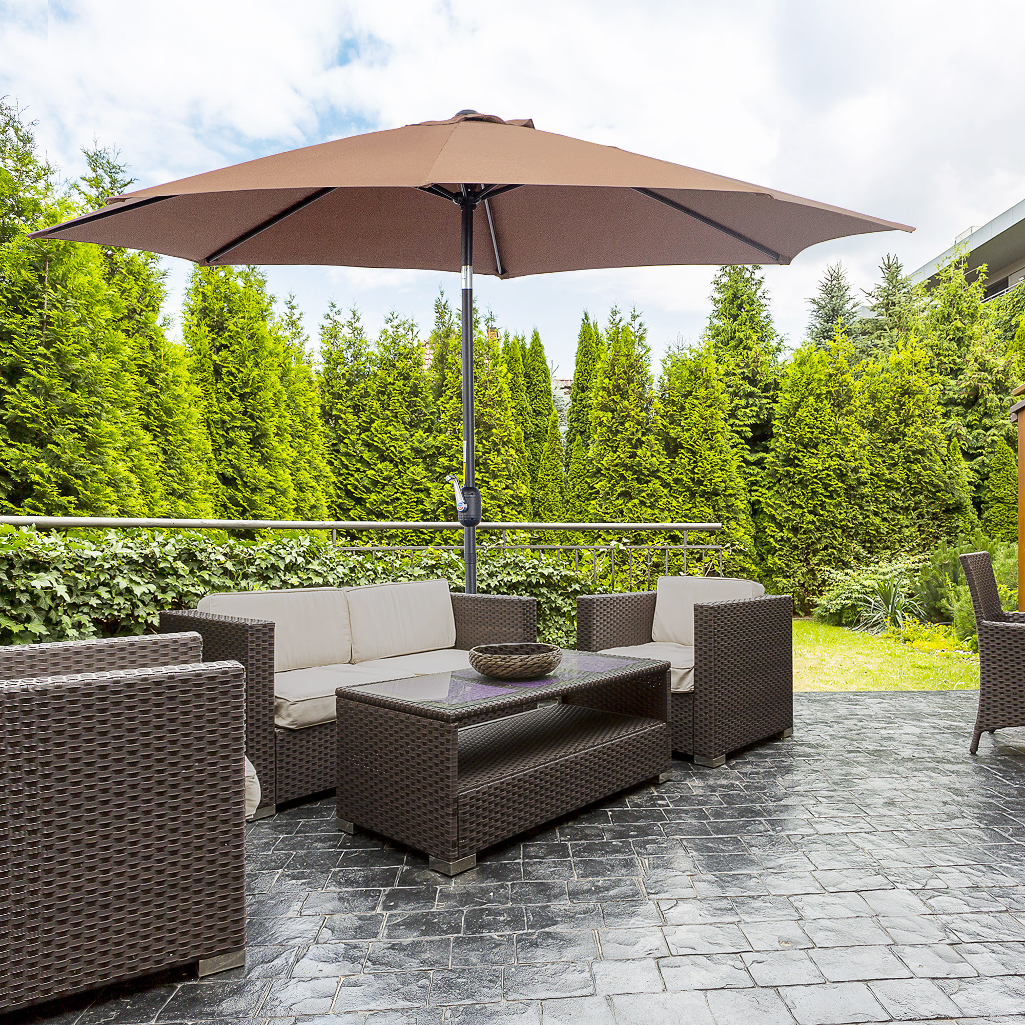 Sombrilla Grande Abrir Fá¡cil Y ángulo Regulable ÃŽ¦3m Cafá©