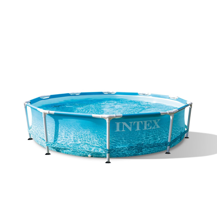 Intex Piscina Metal Frame Beachside rotonda con Pompa Filtro, 305x76cm