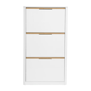 Meuble à chaussures 3 portes finition blanc laqué brillant L68 cm KIRK